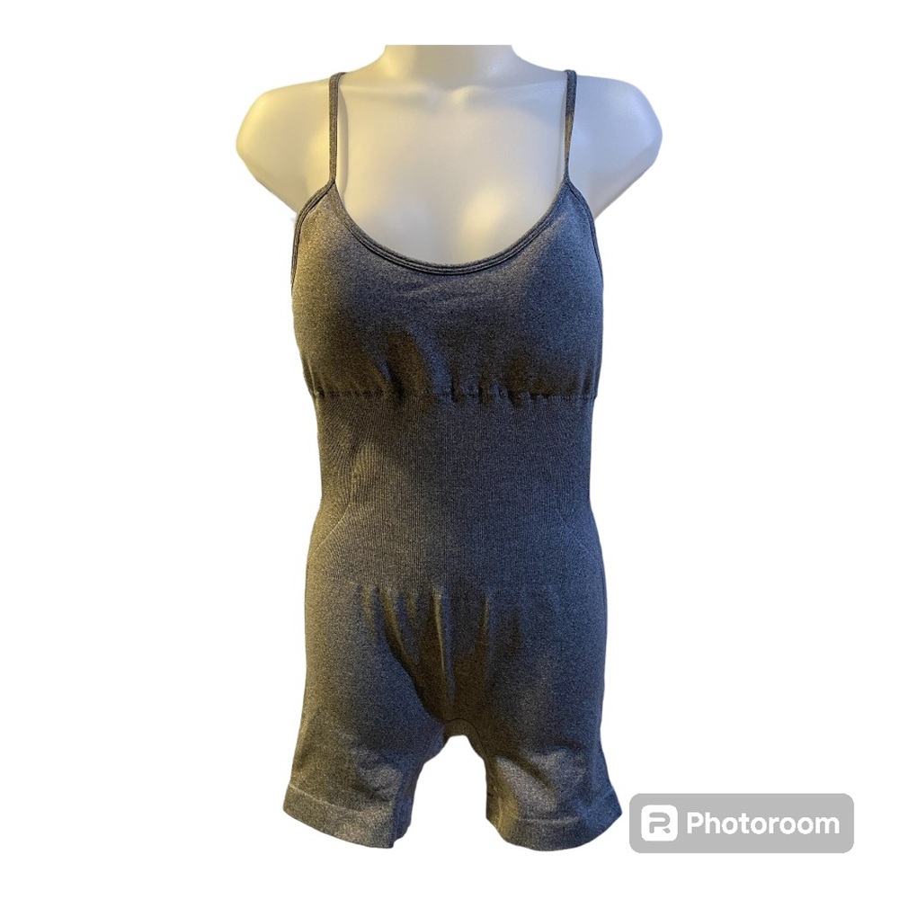 New Halara Bodysuit Size L Grey Adjustable Padded Tank Style Shorts